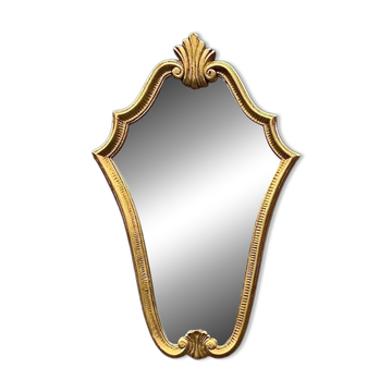 Gold leaf wall mirror in resin – Baroque style – H68 cm