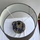Ancient enamelled ceramic lamp drawing flowers - vintage grey daybat