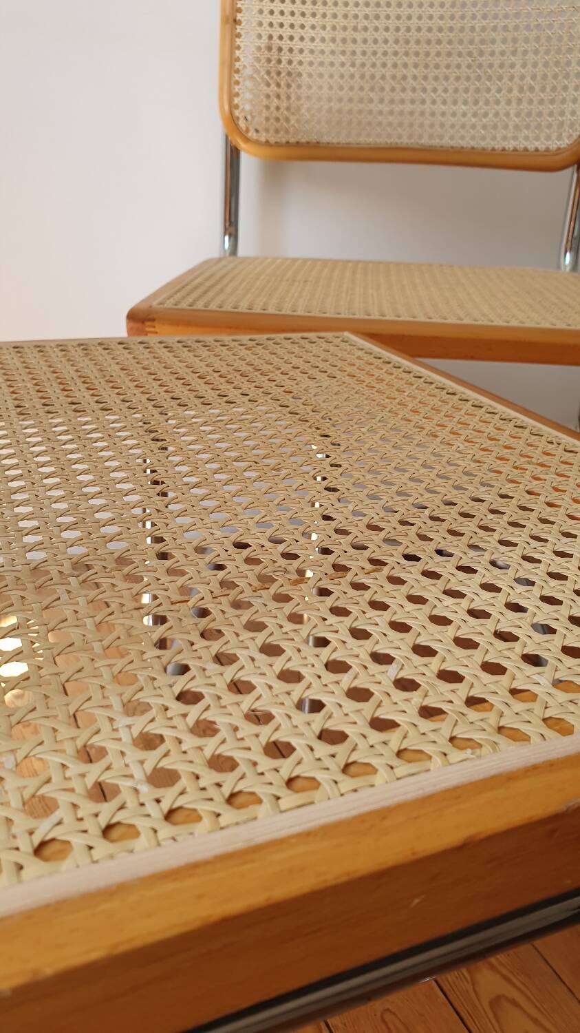 Pair of B32 Marcel Breuer cane chairs