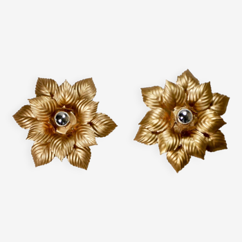 Pair of Italian golden sconces by Masca, 1980s