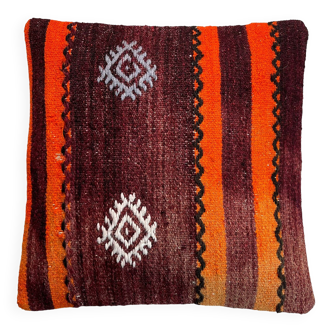 Vintage turkish kilim cushion cover , 40 x 40 cm