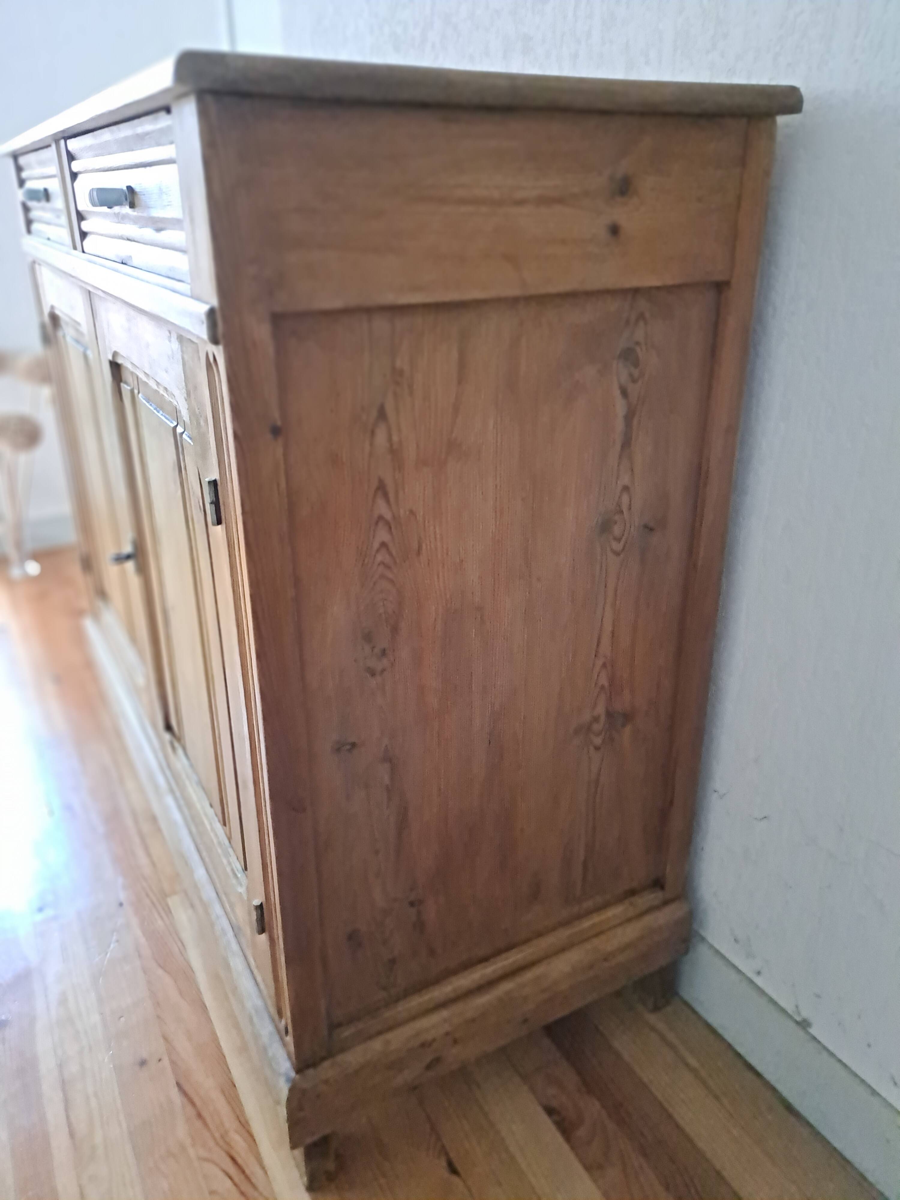 Old Parisian sideboard in raw wood