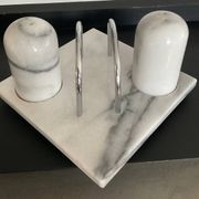 Vintage white marble table server