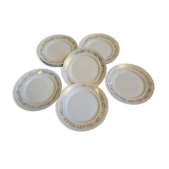 16 flat gold plates from Orchies porcelain