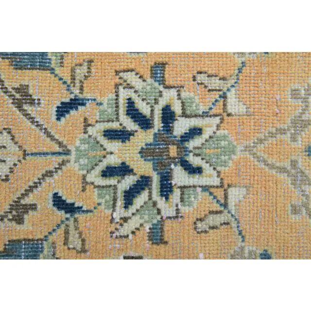 Vintage Turkish Oushak Handmade Wool Cotton Orange Runner Rug 104x310