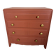 Vintage chest of drawers in terra cotta wood, art deco