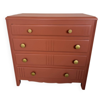 Commode vintage bois terra cotta art déco