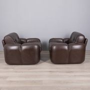 Pair of vintage 1970s brown leather armchairs designed by Ceriotti