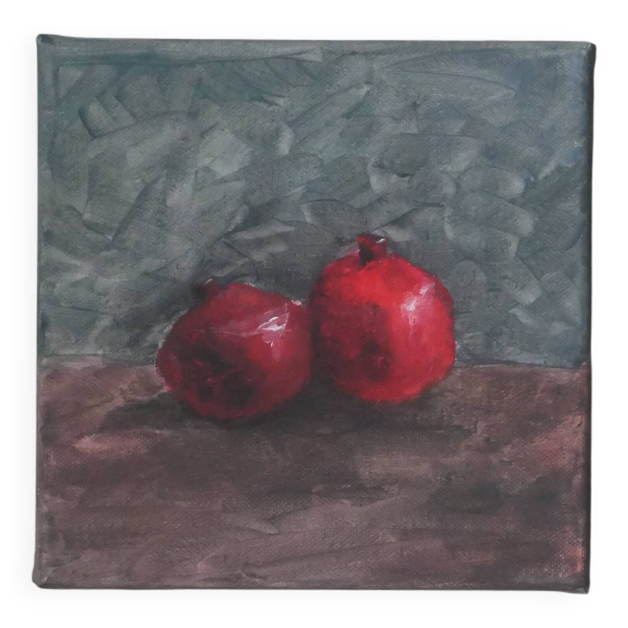 Tableau acrylique sur toile grenades nature morte décoration campagne contemporain
