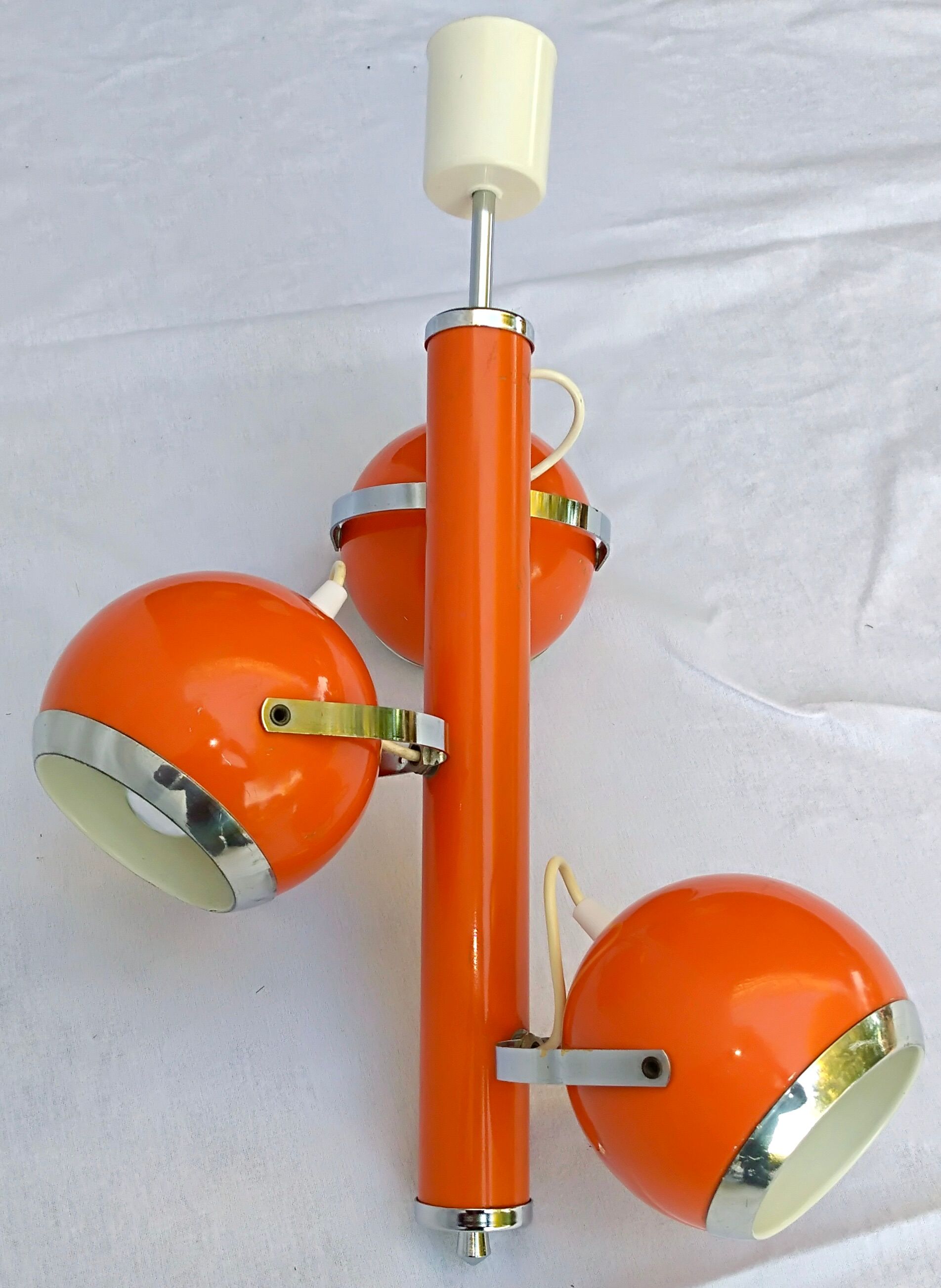 Chandelier with adjustable balls 70s model "eyeball" orange