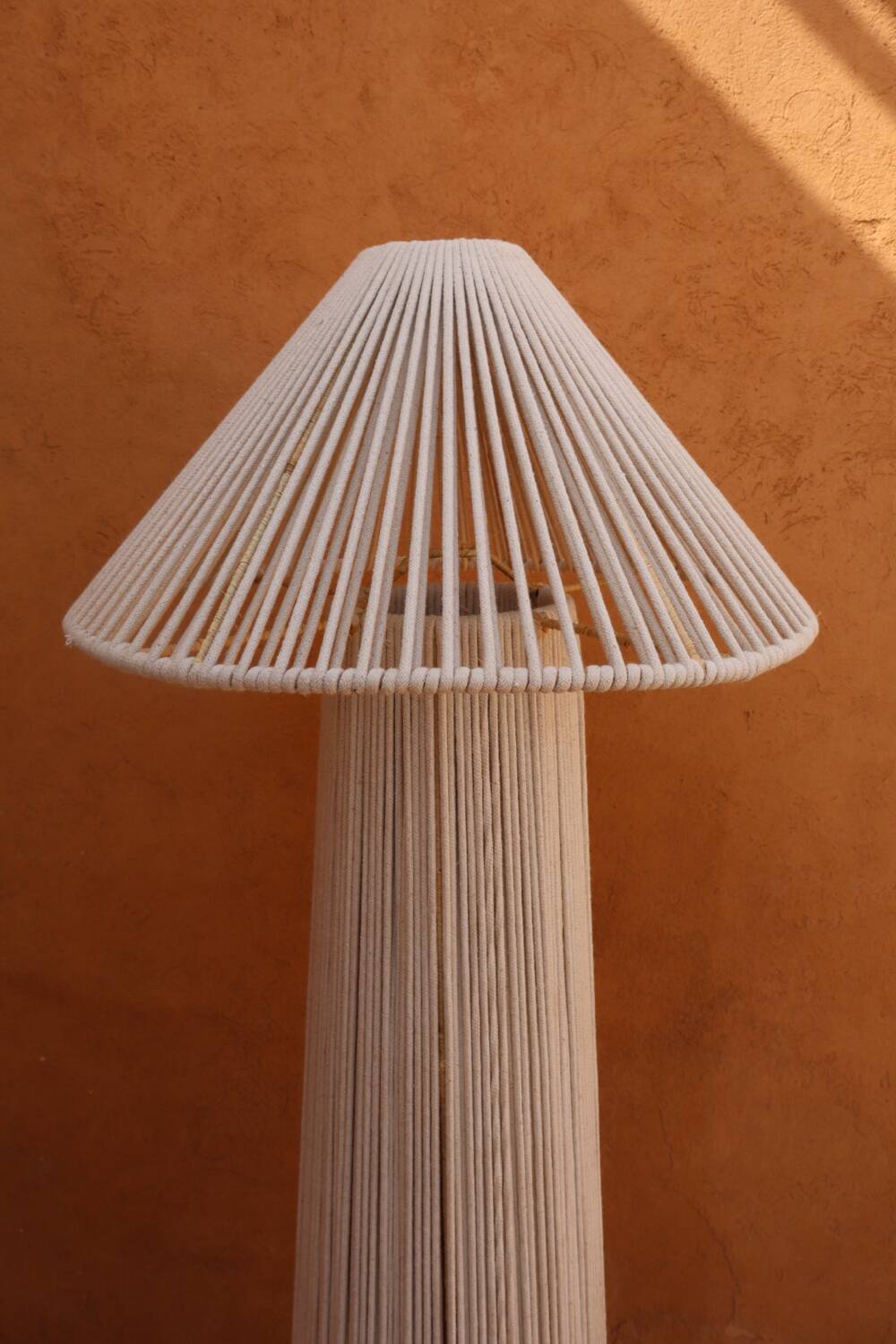 Off-white cotton hat floor lamp