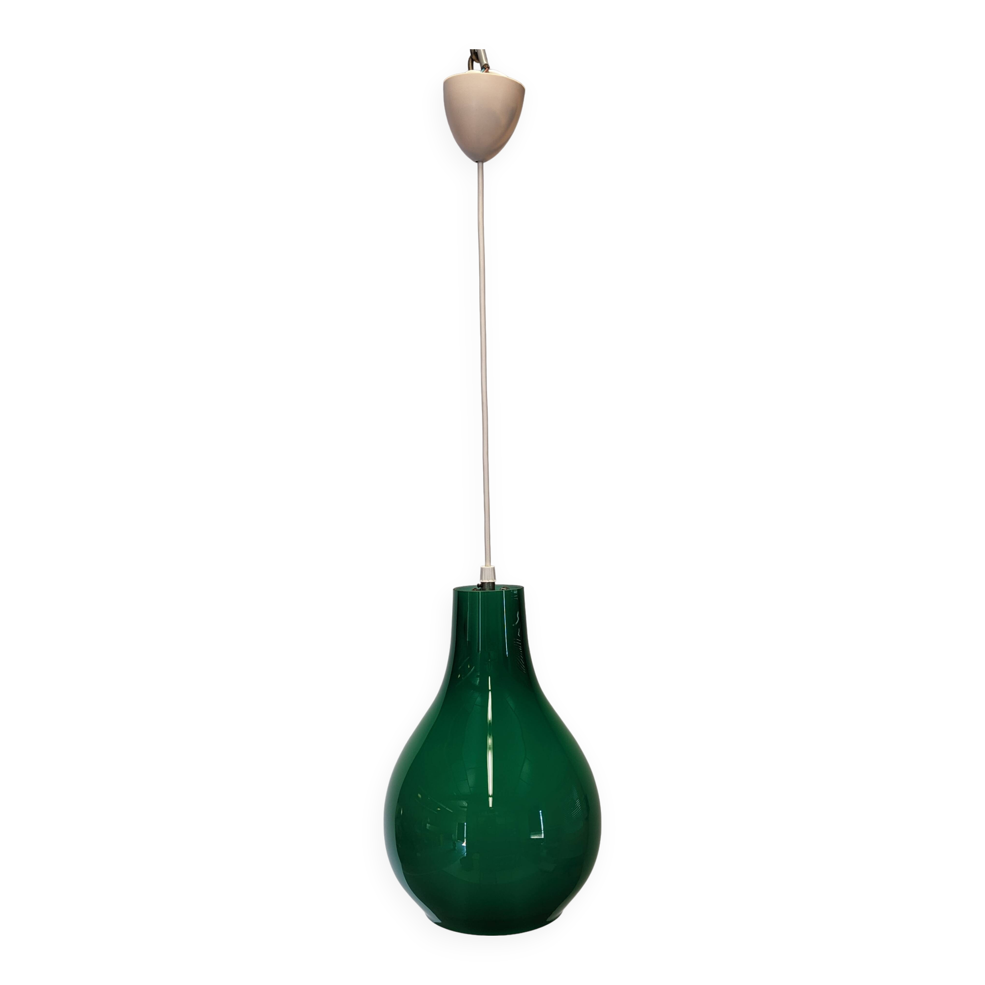 Green opaline water drop pendant light from the 50s/60s