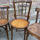 Lot 6 mismatched wooden bistro chairs