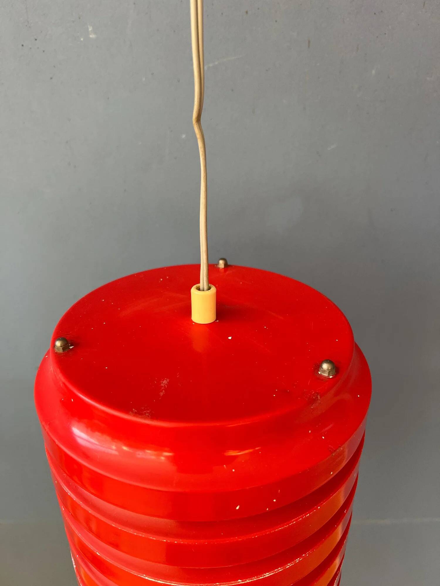 Vintage red Danish mid-century pendant lamp