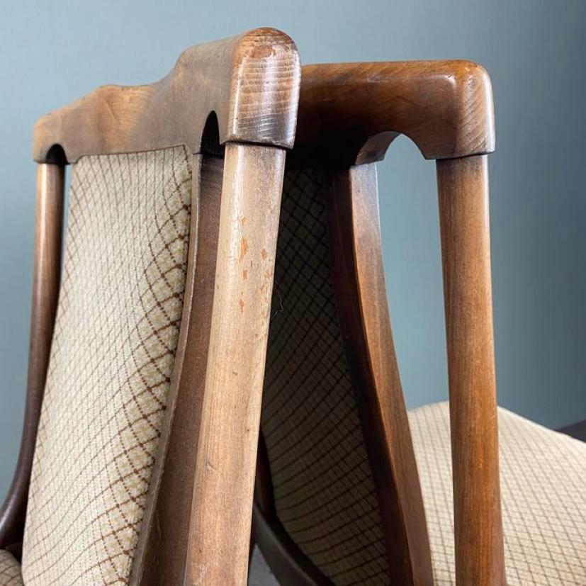 Set of 4 vintage wooden dining chairs 60s
