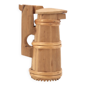 Rustic decorative wooden pitcher, 1950s
