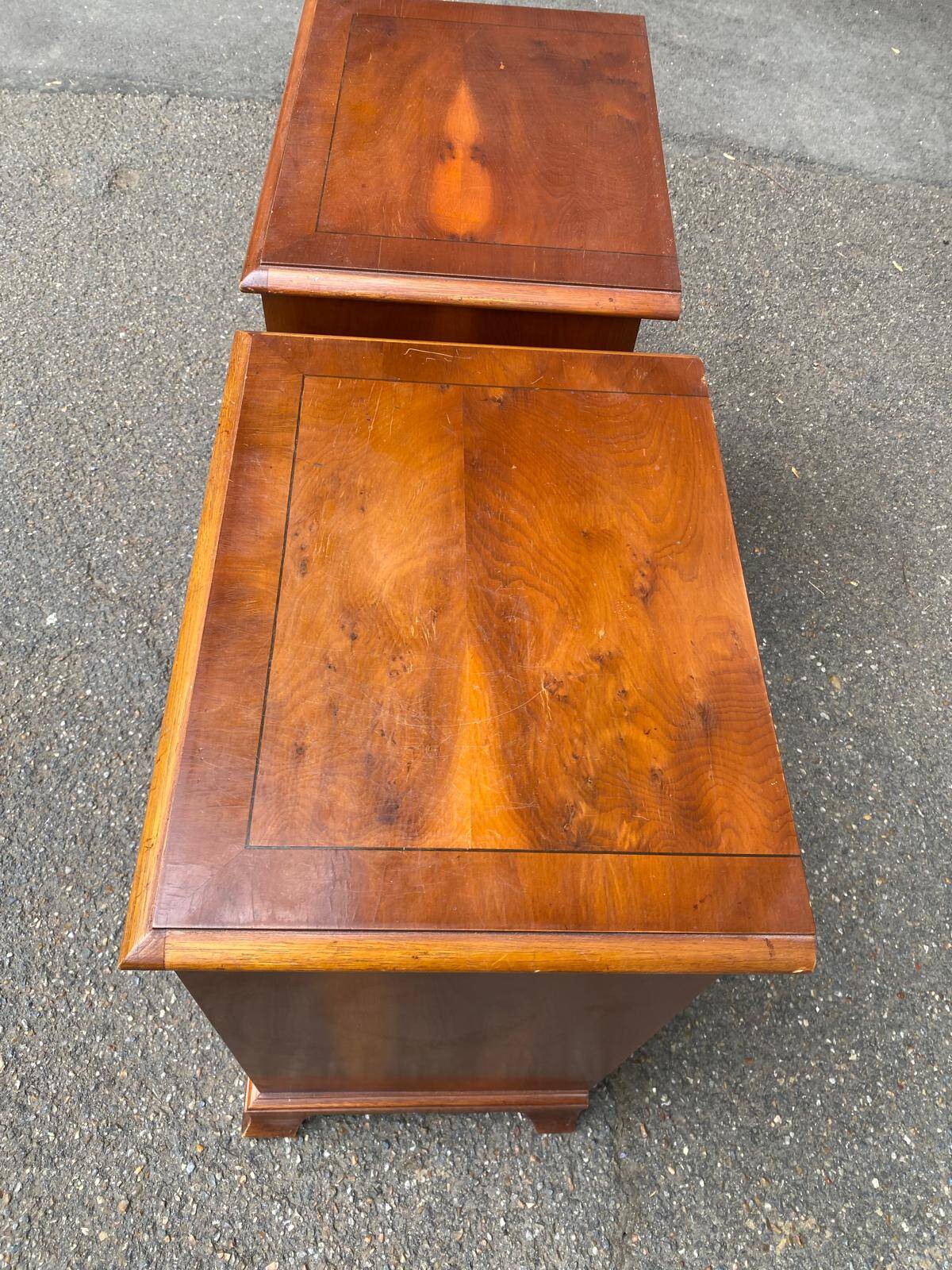 Pair of English yew wood bedside tables – Bradley Made in England 19