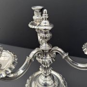 Pair of Chrysalia three-light silver-plated metal candlesticks