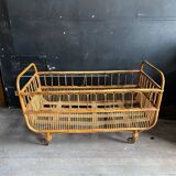 Vintage rattan and wicker children's bed