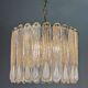 Murano Mazzega chandelier, iridescent white frosted glass, Italy 1960