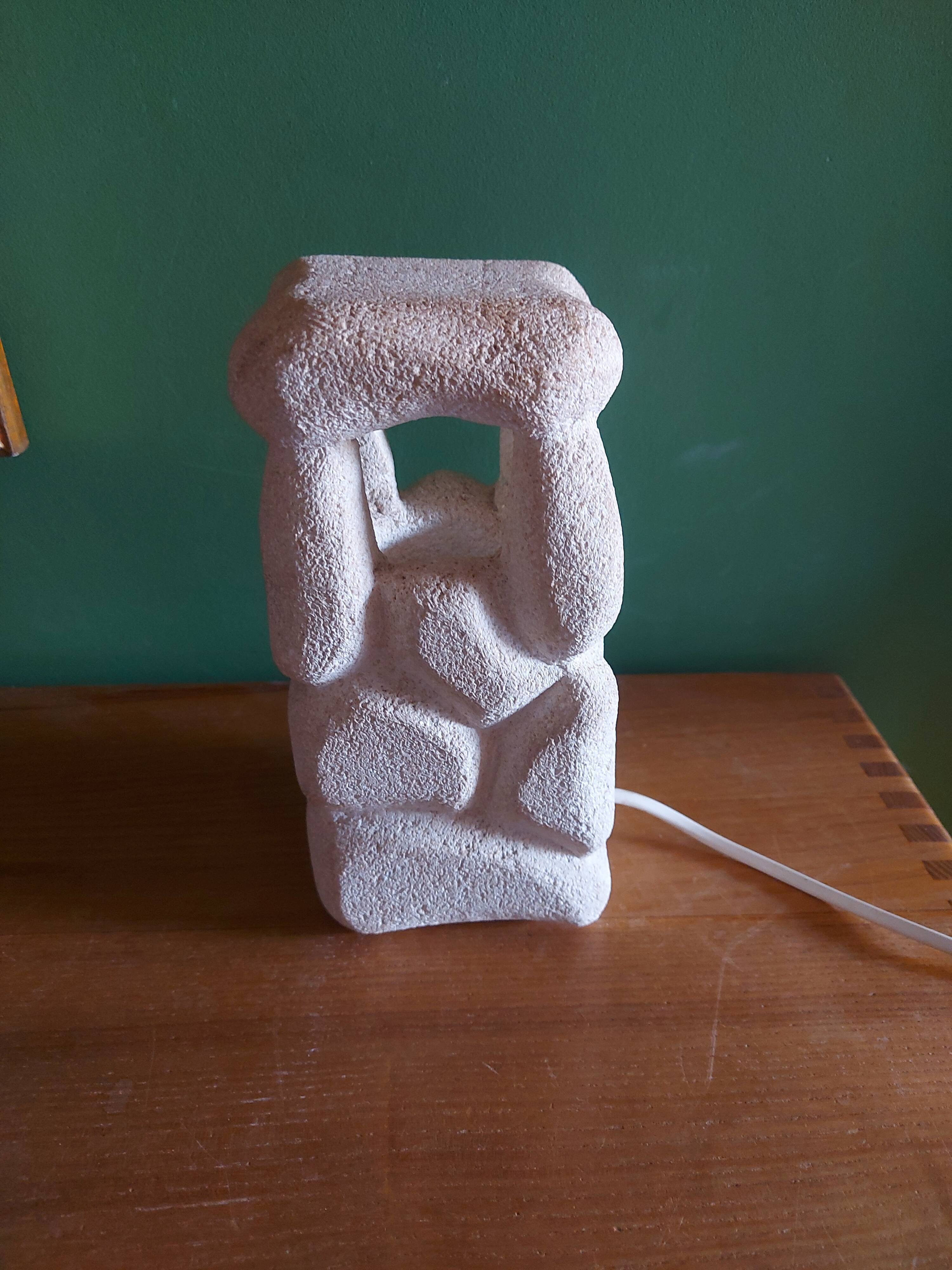 Albert Tormos carved stone lamp