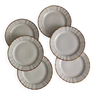 "Pallas" - 6 dessert plates in Limoges porcelain Balleroy & Cie