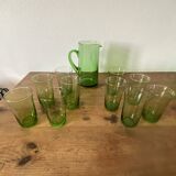 Service d'orangeade vintage en verre vert