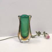 Green and Yellow Sommerso Murano Glass Vase attr. to Flavio Poli, Italy