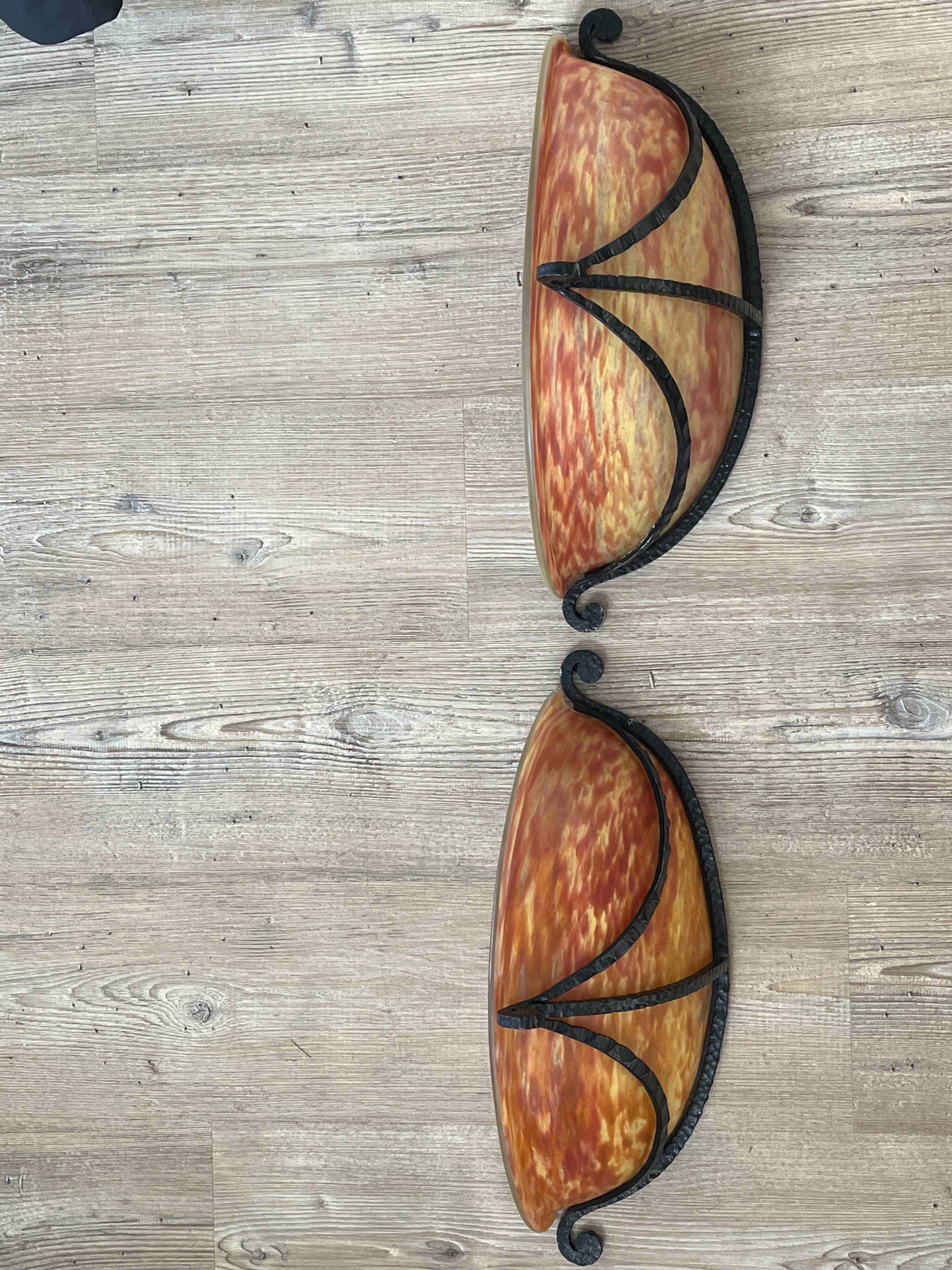 Set of two Art Nouveau wall sconces DAUM Nancy 1900-1910 40 cm