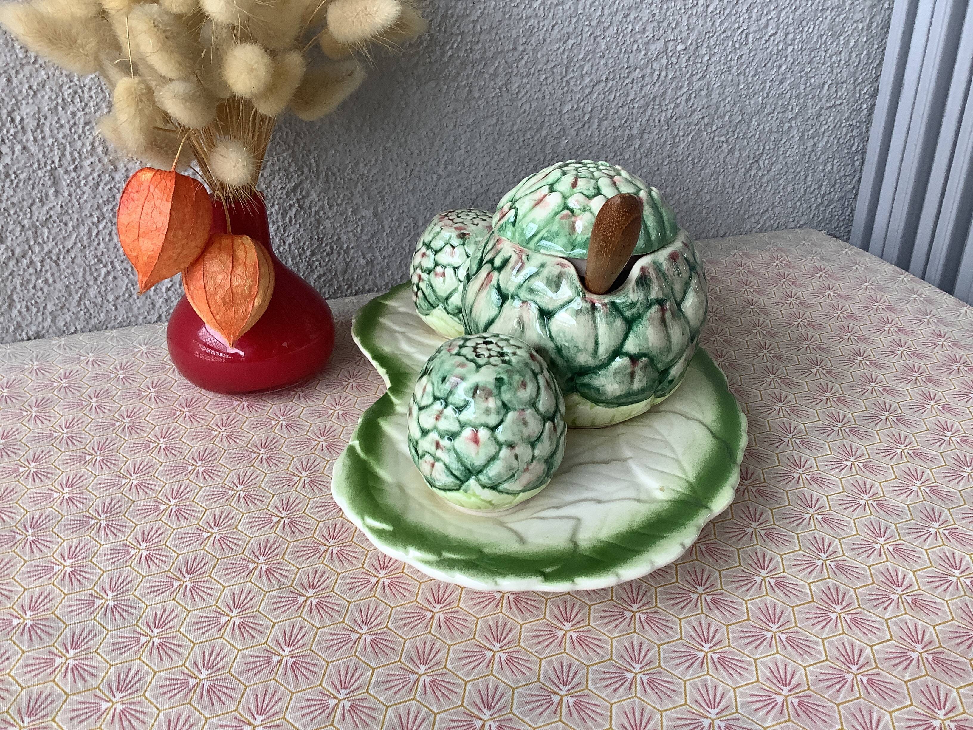 Fratelli Gialletti Italy barbotine salt, pepper and mustard shakers