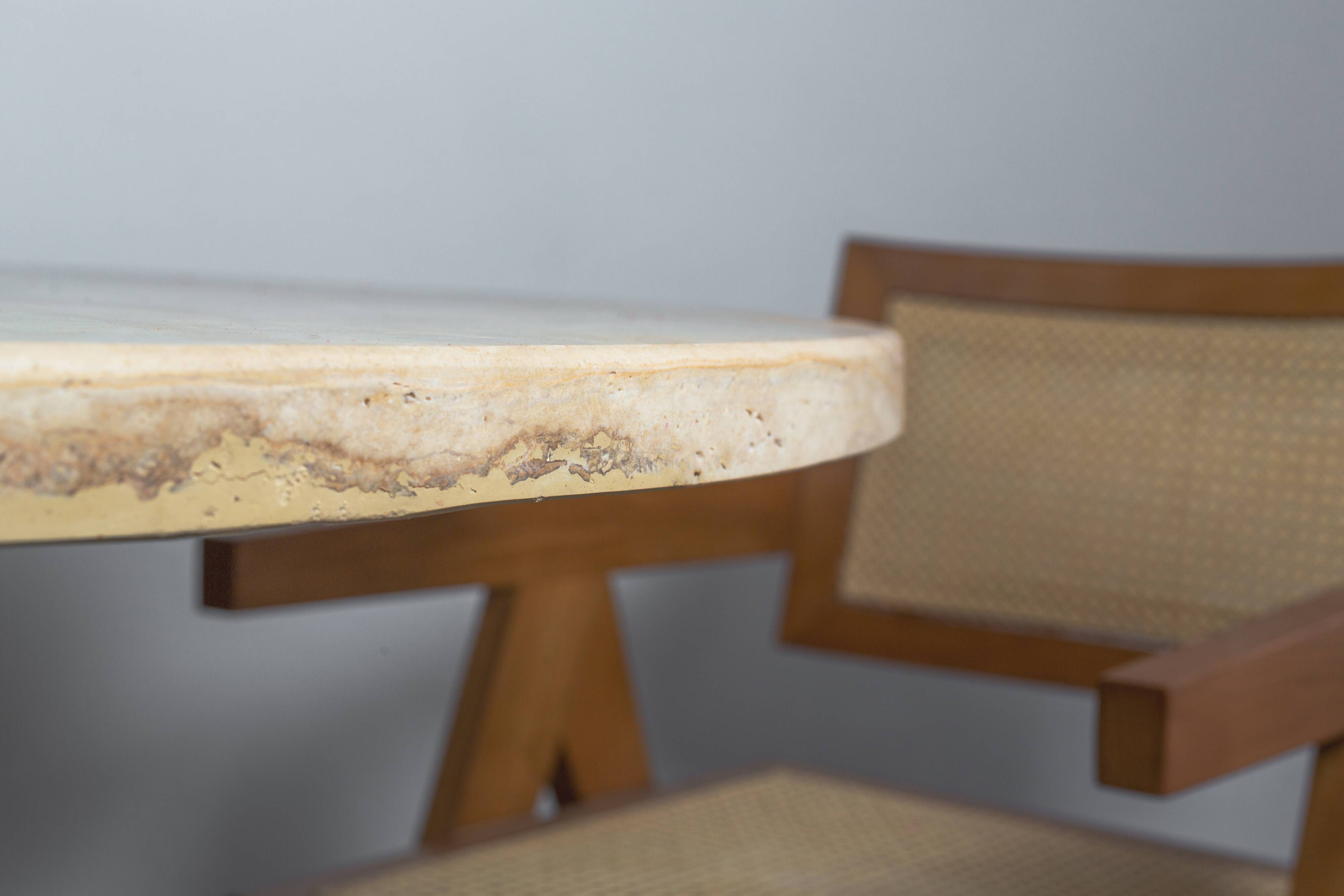 Travertine dining table diameter 120