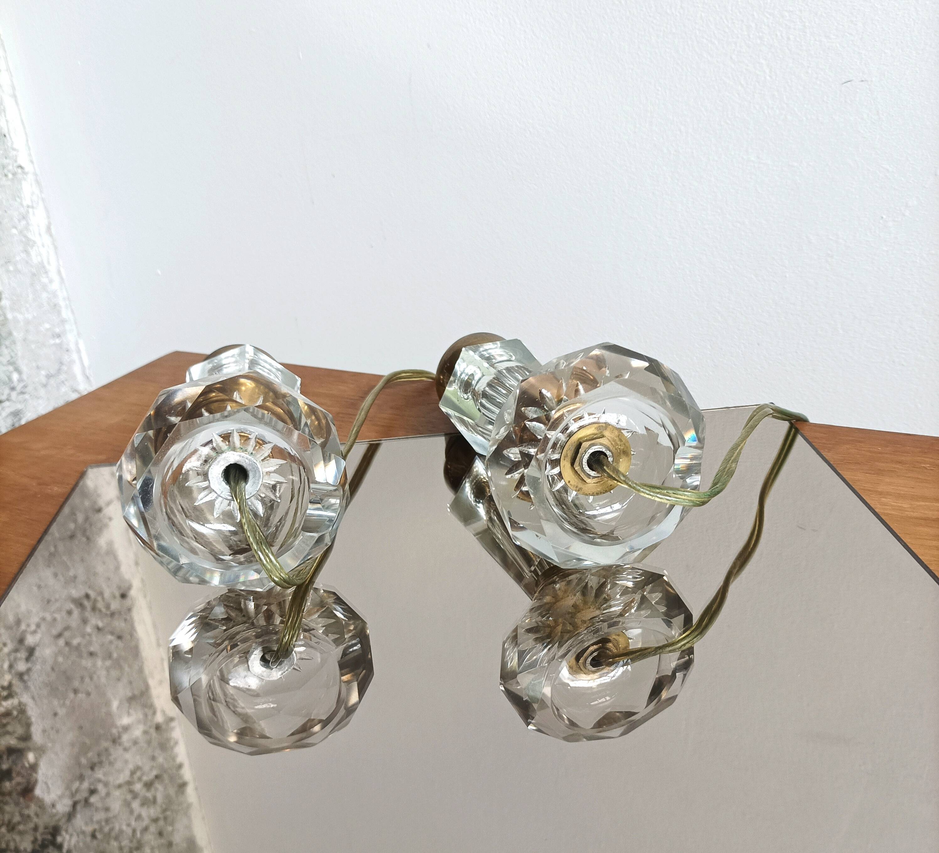 Crystal and brass lamp base