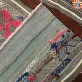 5x7 Gray & Green Pinstriped Turkish Kilim Rug, 147x218Cm