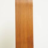 Elegant vintage Danish display cabinet with glass panels and atmospheric lighting