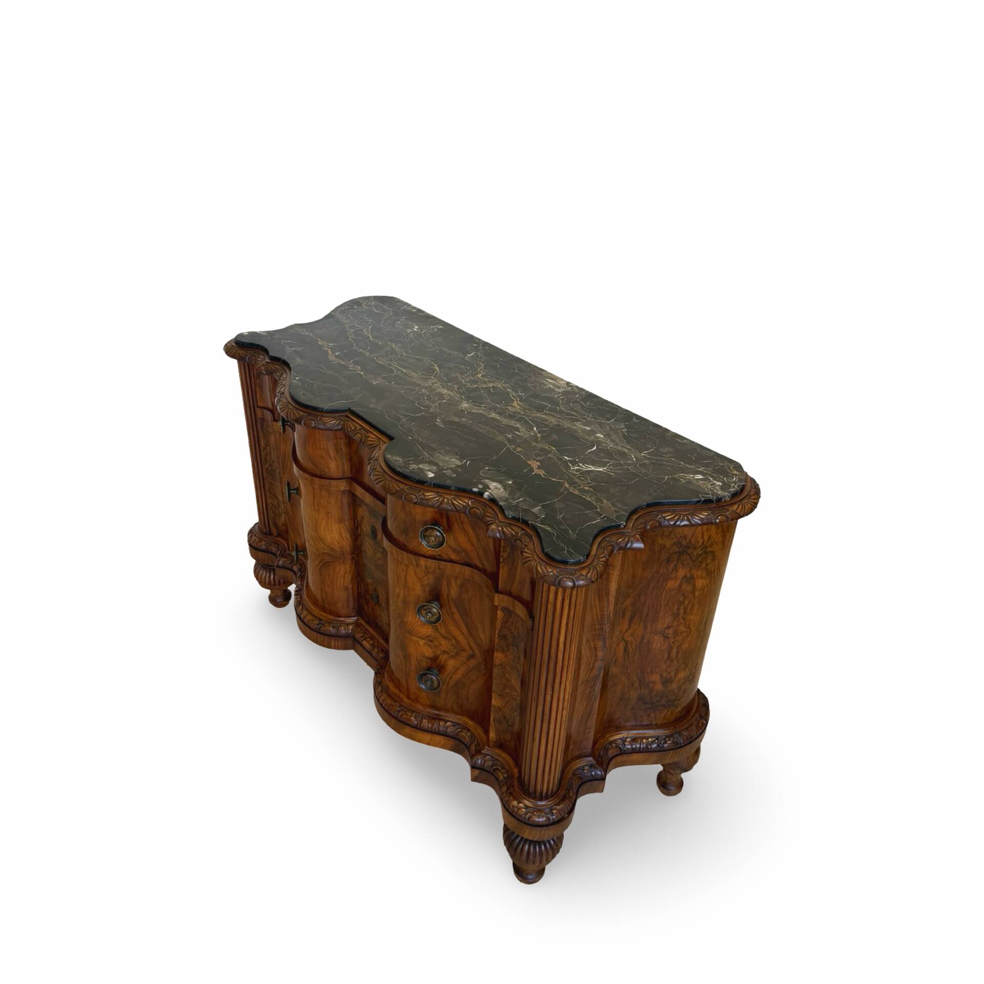 antique walnut serpentine commode