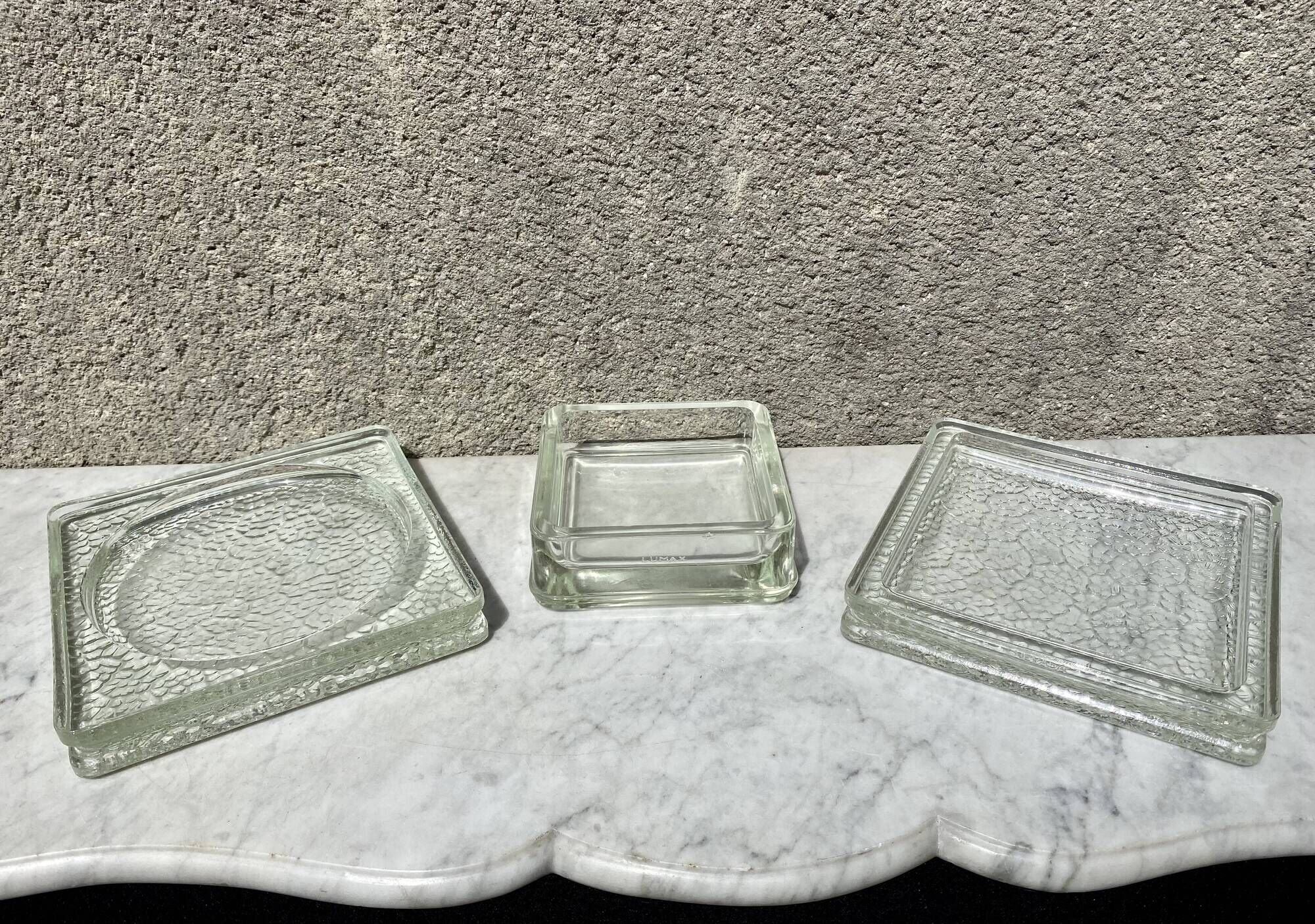 Glass brick lumax nevada empty pocket ashtray vintage 60s