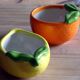 Duo of bowls / Pocket emptiers in slipware – Lemon & Orange