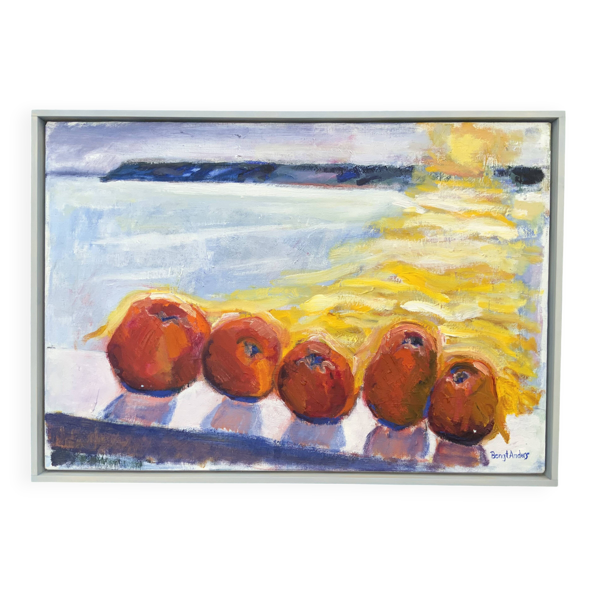 Vintage Expressionists Oil on Canvas with Apples, Signed by Bengt Anders