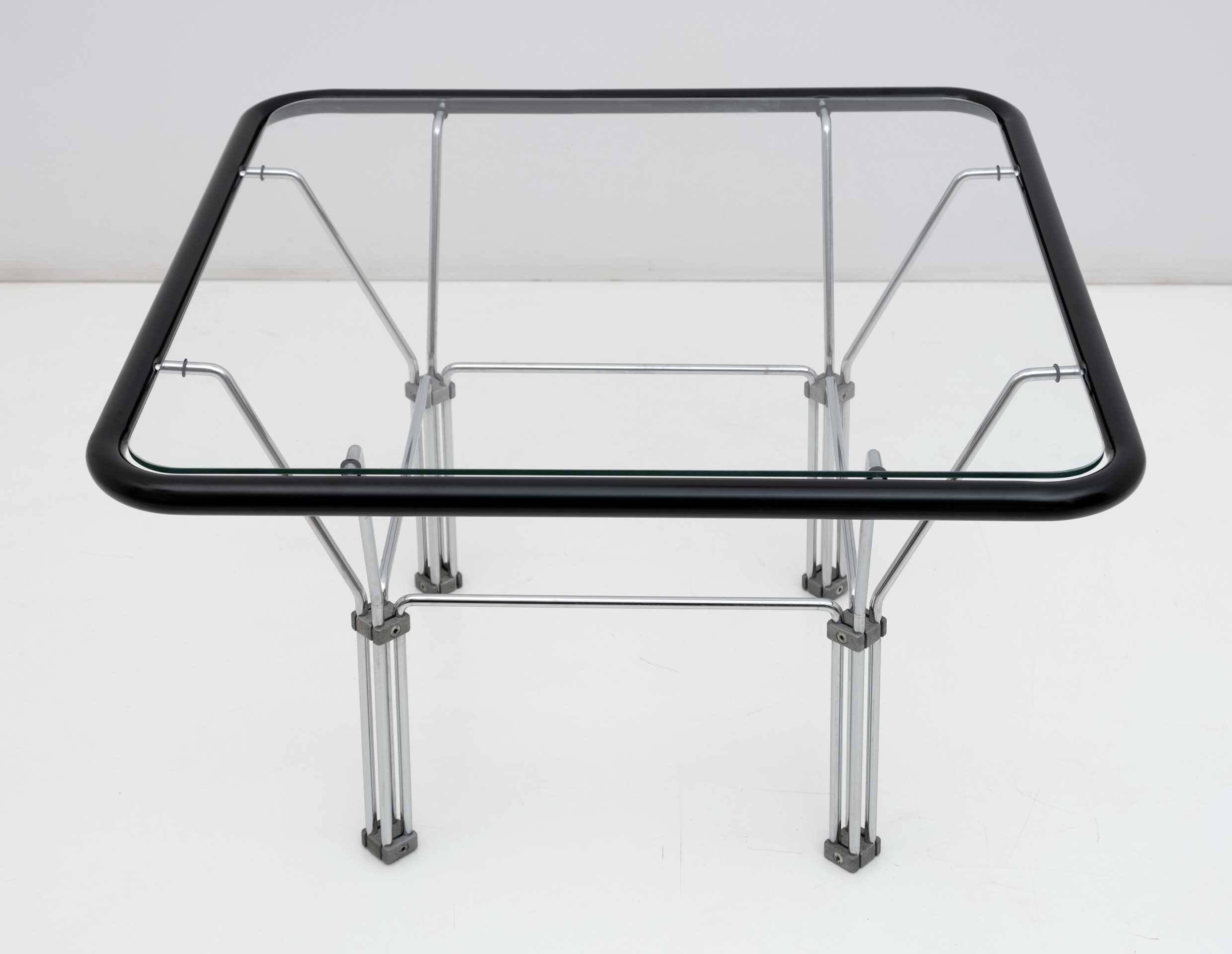 Attributed Niels Bendtsen Post Modern Crystal and Steel Coffee Table, 1970s