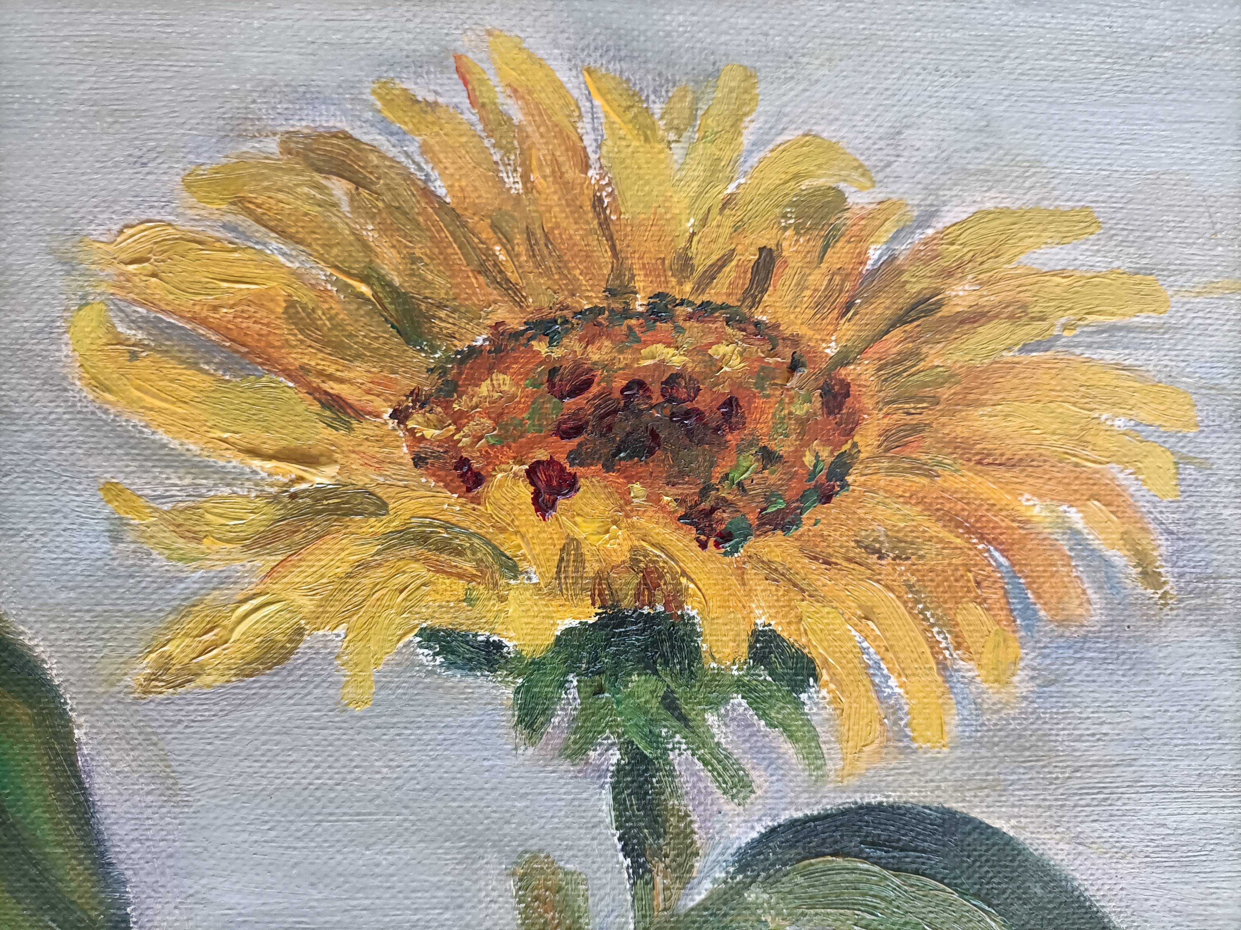 Sunflower and pumpkin painting signed J. Dubuc Berteaux