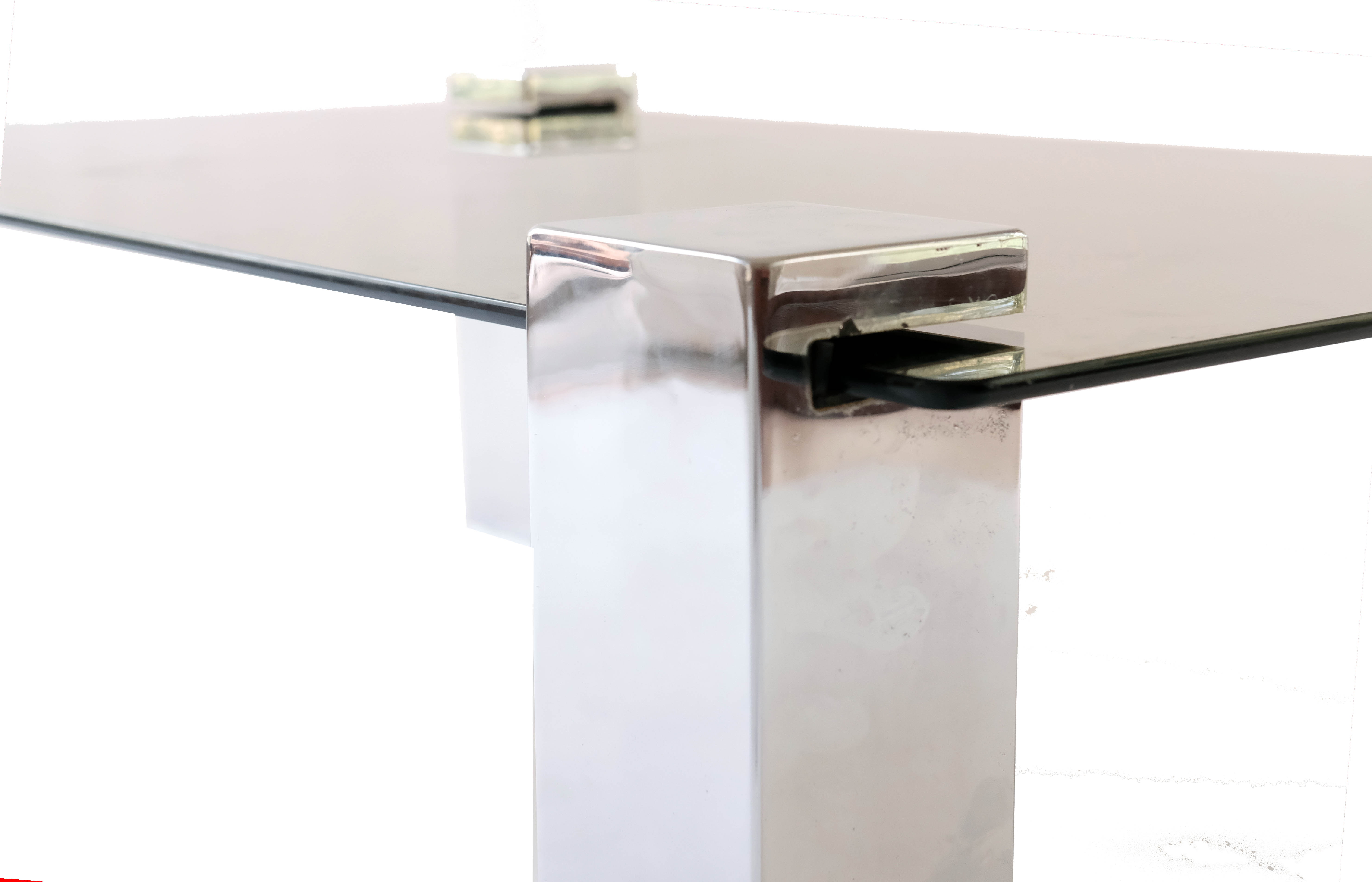 Mid-century coffe table withe opaline glass & chromed legs, italy 1970's