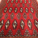 Red wool persian turkmen rug handwoven oriental small area rug- 60x130cm