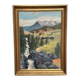 Huile sur toile "Cabanes dans les montagnes" par Weidofolk, vintage et encadrée