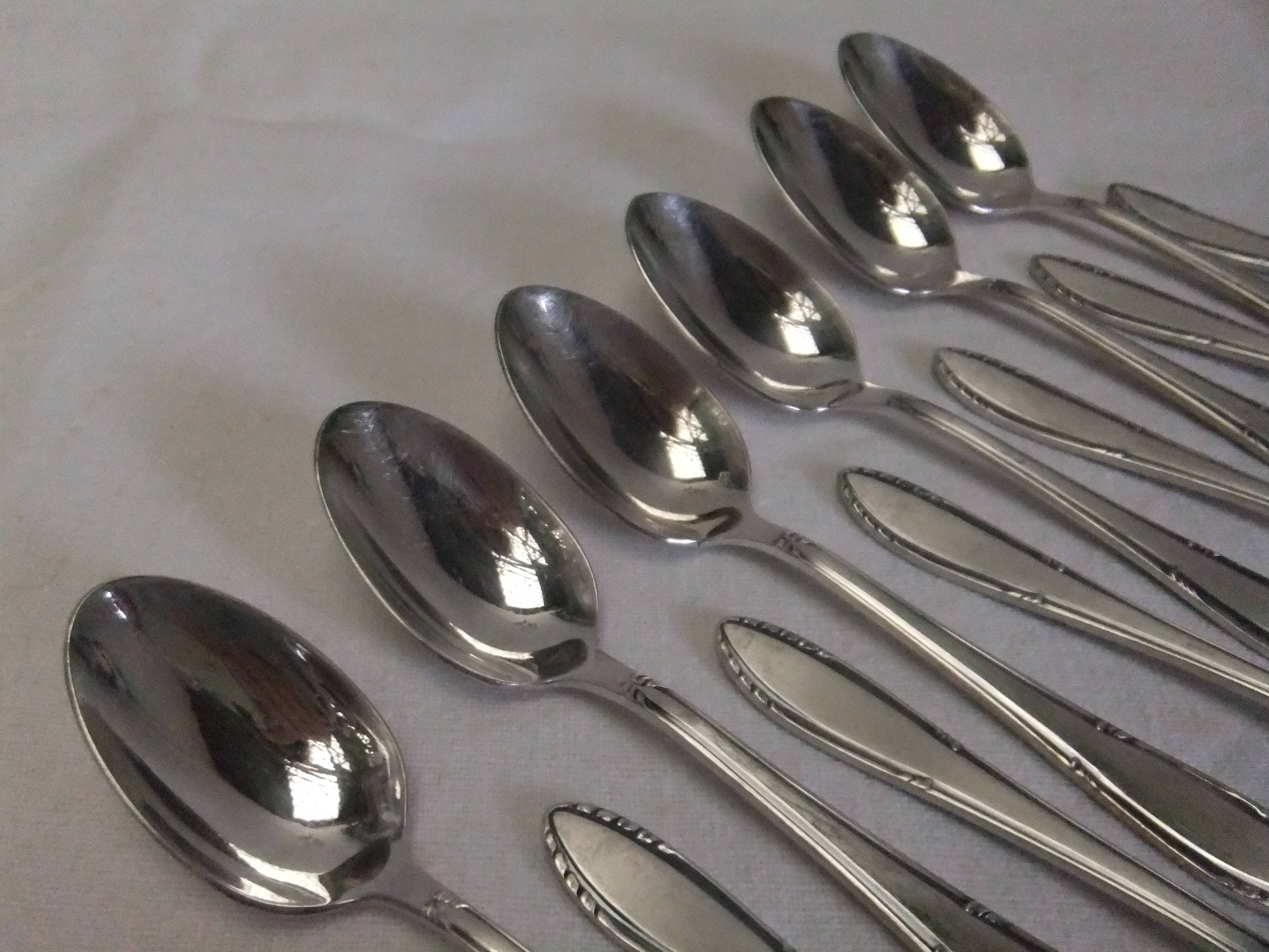 Small silver metal spoons RENEKA filet cutlery service goldsmithing