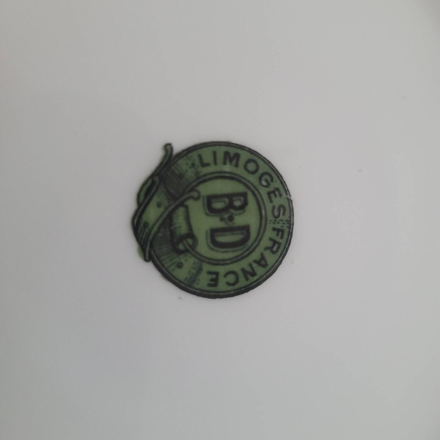 6 BD Limoges dessert plates – geometric floral decoration – 1950s