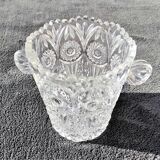 crystal ice bucket with 2 vintage handles