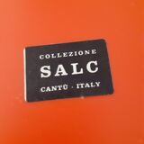 Italian orange round mirror from the 70s by Collezione SALC