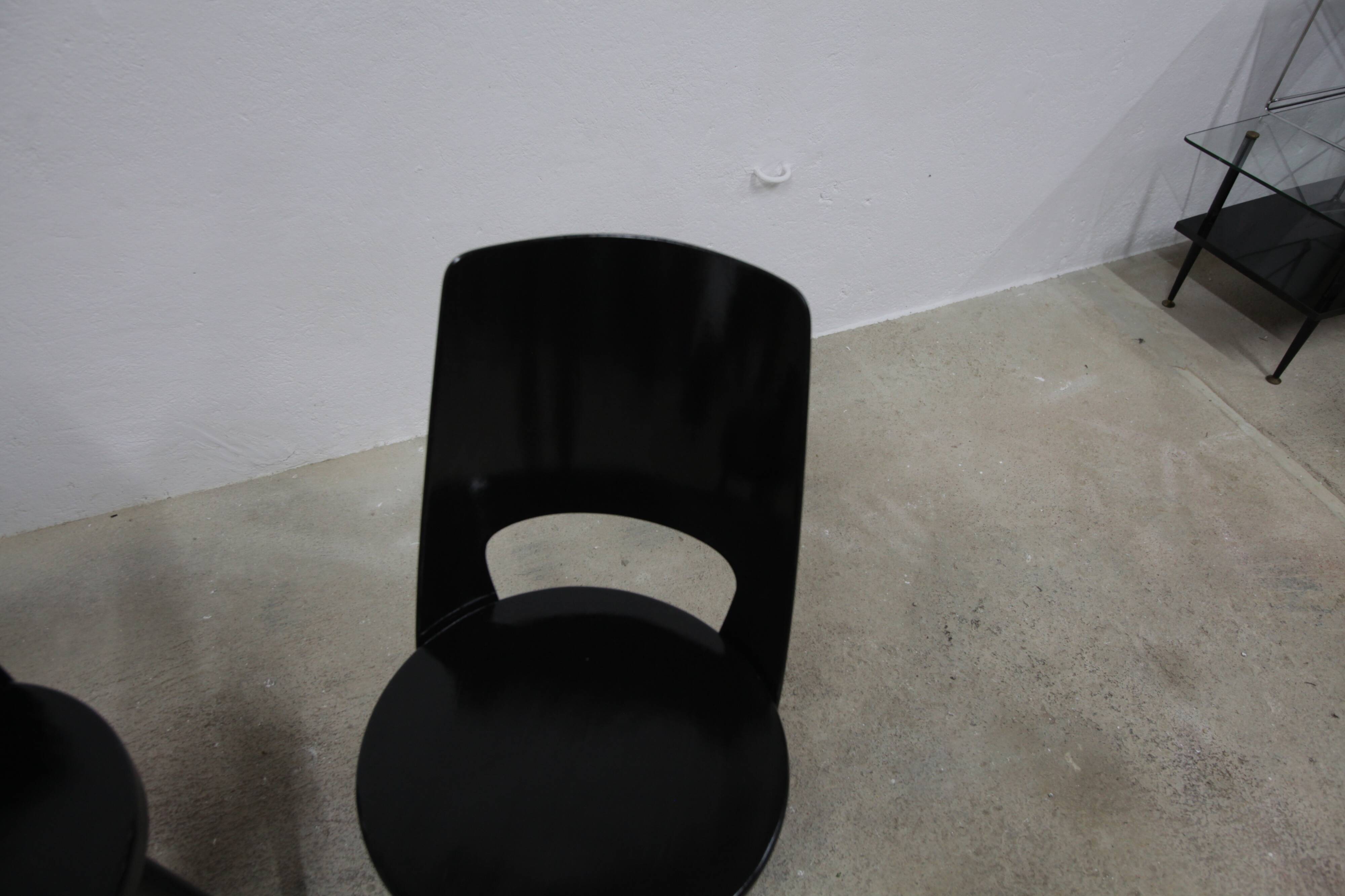 Pair of Baumann Montdor model chairs restored black 1980