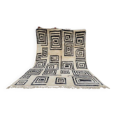 Moroccan Berber rug in cream and black 300x200 cm – spiral geometric pattern