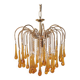 Lustre vintage en verre ambré de Murano en forme de larme, années 1960-1970